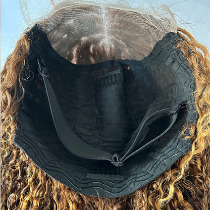 Bulk pre-plucked 5x5 lace pixie curly wigs P4/27 ombre for resale