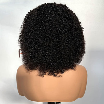 Wholesale 12-Inch Natural Black Curly Human Hair Headband Wig | 100% Real Human Hair