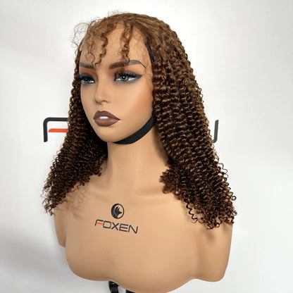 Custom Color Curly Hair Wigs 5x5 HD Lace 16 Inch
