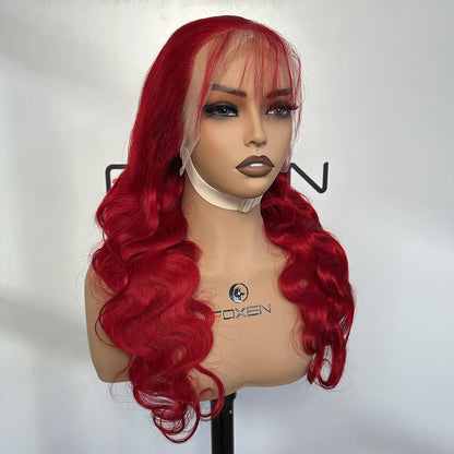 bulk red body wave lace front wigs 100% human hair