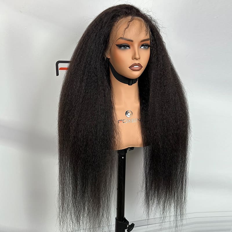 13x4 HD lace front wigs for black women natural black kinky straight