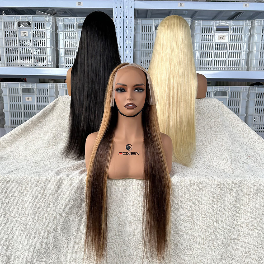 Cheap black and blonde straight wigs on clearance