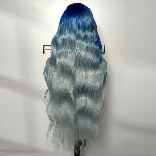 bulk order custom dye blue human hair wigs 200 density