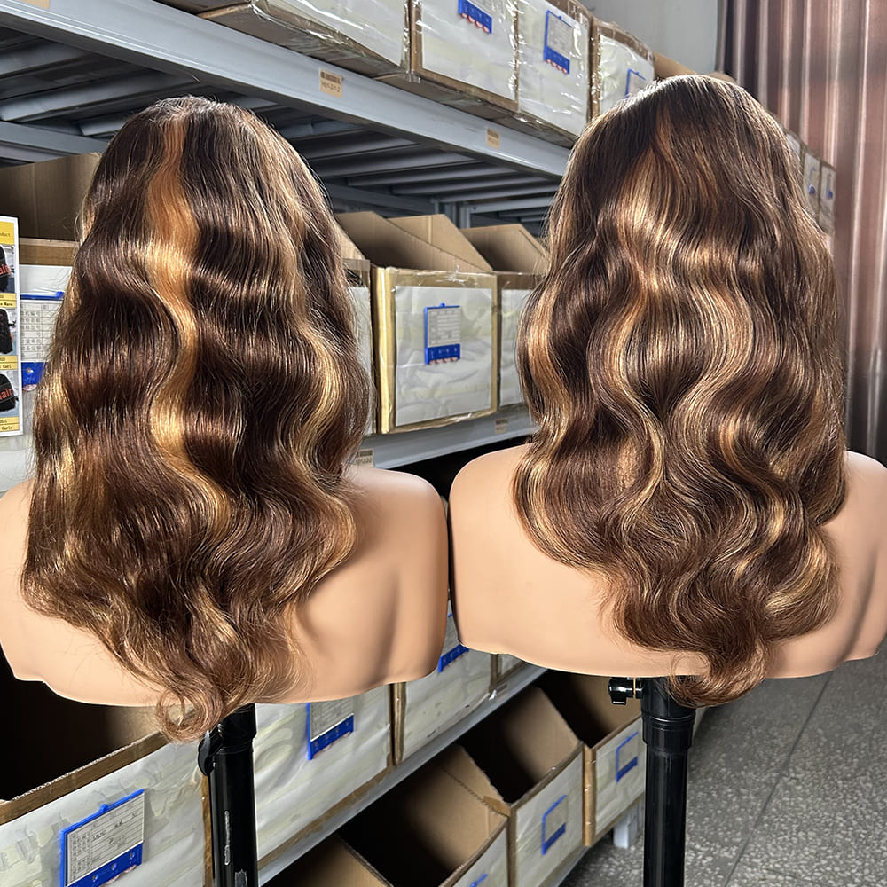 heat resistant P4/27 ombre body wave human hair wigs
