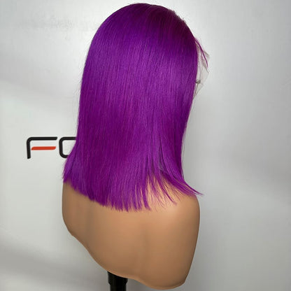 Factory direct purple bob 13x4 lace wig 12 inch wholesale