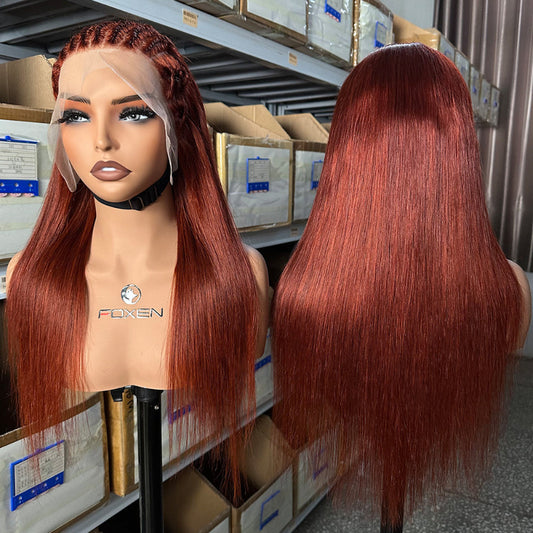 Long reddish brown straight hair wigs