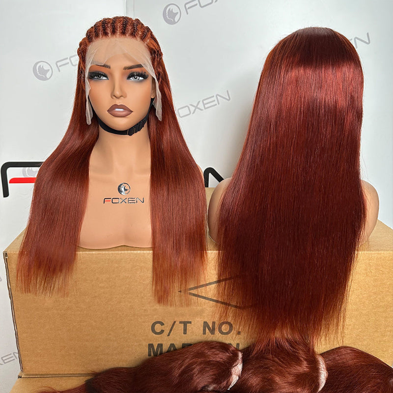 Reddish brown straight wigs for Black women