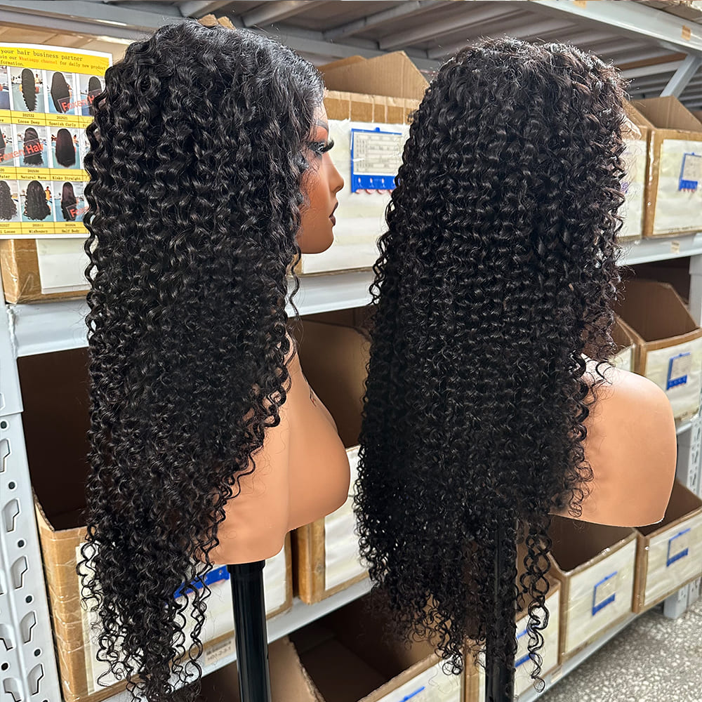 Glueless natural color pineapple curl real human hair wigs wholesale