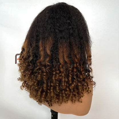 wholesale 14 inch curly lace front human hair wig
