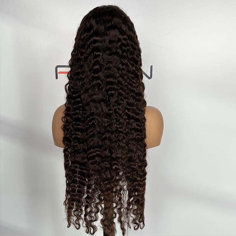 Custom density 4# brown Burmese Curly wigs wholesale Foxen bulk supply