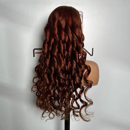 affordable reddish brown lace front wig 200% density