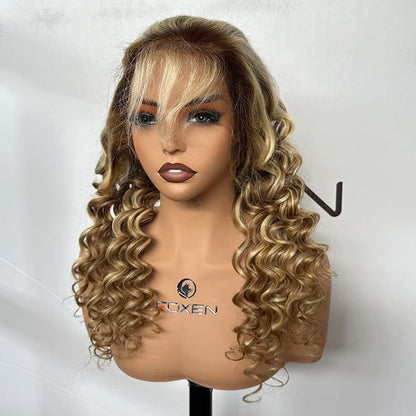 24 inch loose wave highlight wig pre plucked