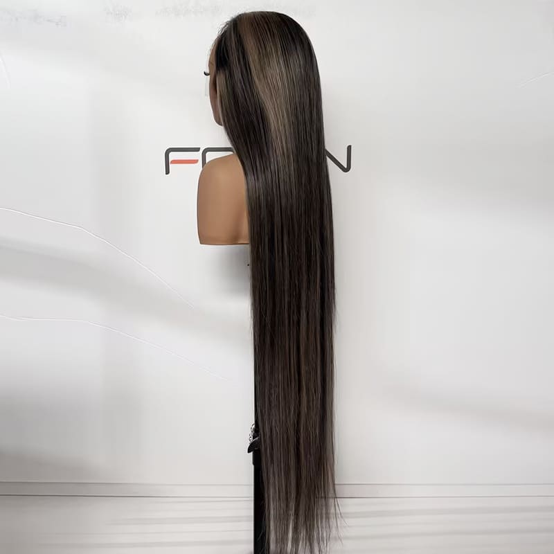 40 inch straight wig with highlights custom color