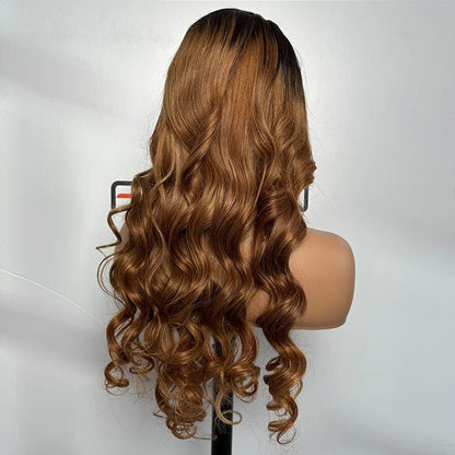 curly 13x5 lace wig ombre color 26 inch 200% density