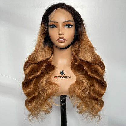 custom ombre T1B/27 honey blonde body wave 5x5 lace wig
