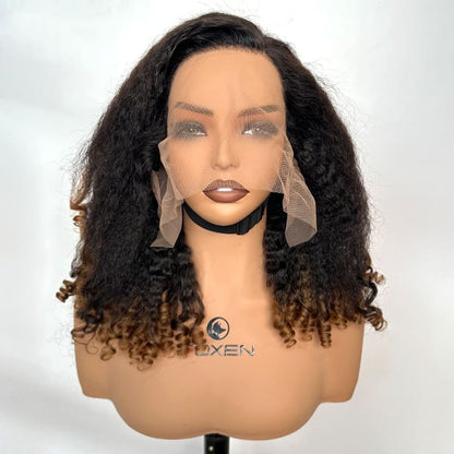 100% real human hair T1B 27 curly wig