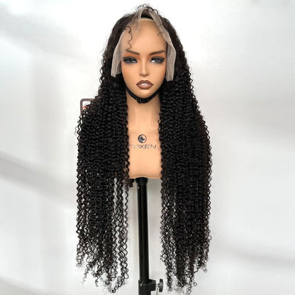 extra long natural black Jerry Curly wig