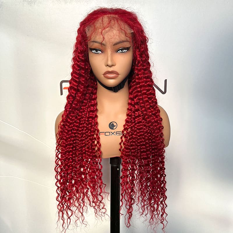 wholesale 28 inch red curly lace closure