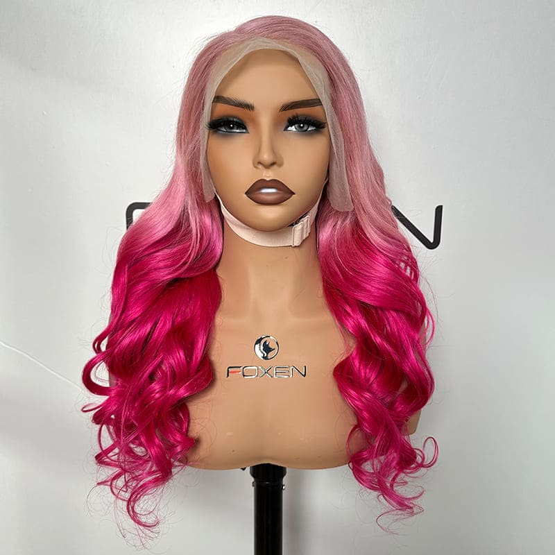 pastel pink lace front wig human hair