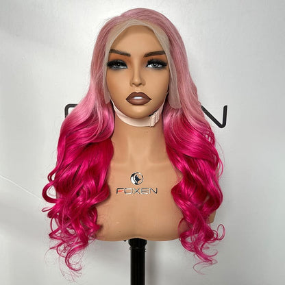 pastel pink lace front wig human hair