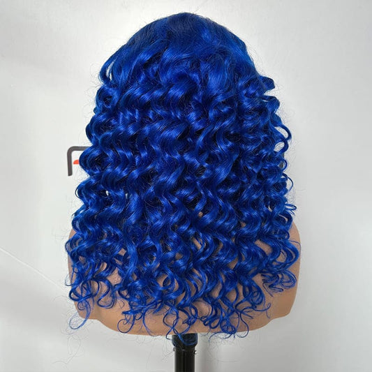 midnight blue human hair lace front wig