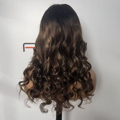 custom balayage highlight wave wig 2x6 lace 200 density