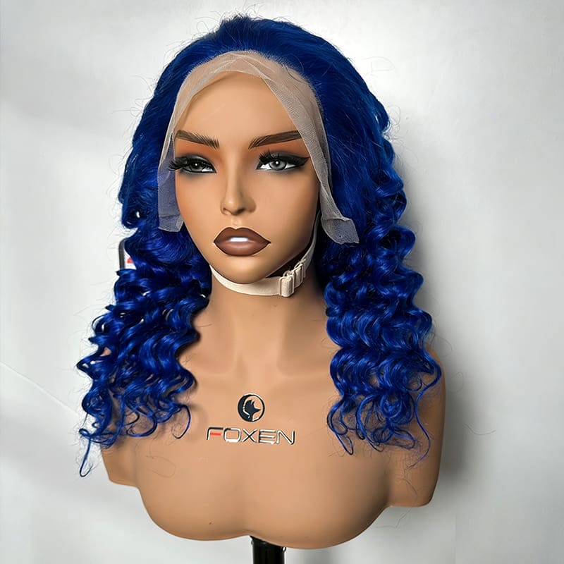 factory direct dark blue human hair wig low MOQ