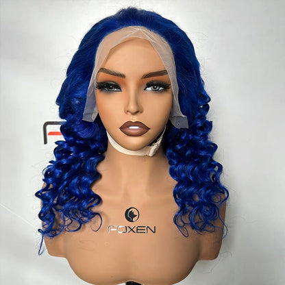 private label dark blue wave wig manufacturer