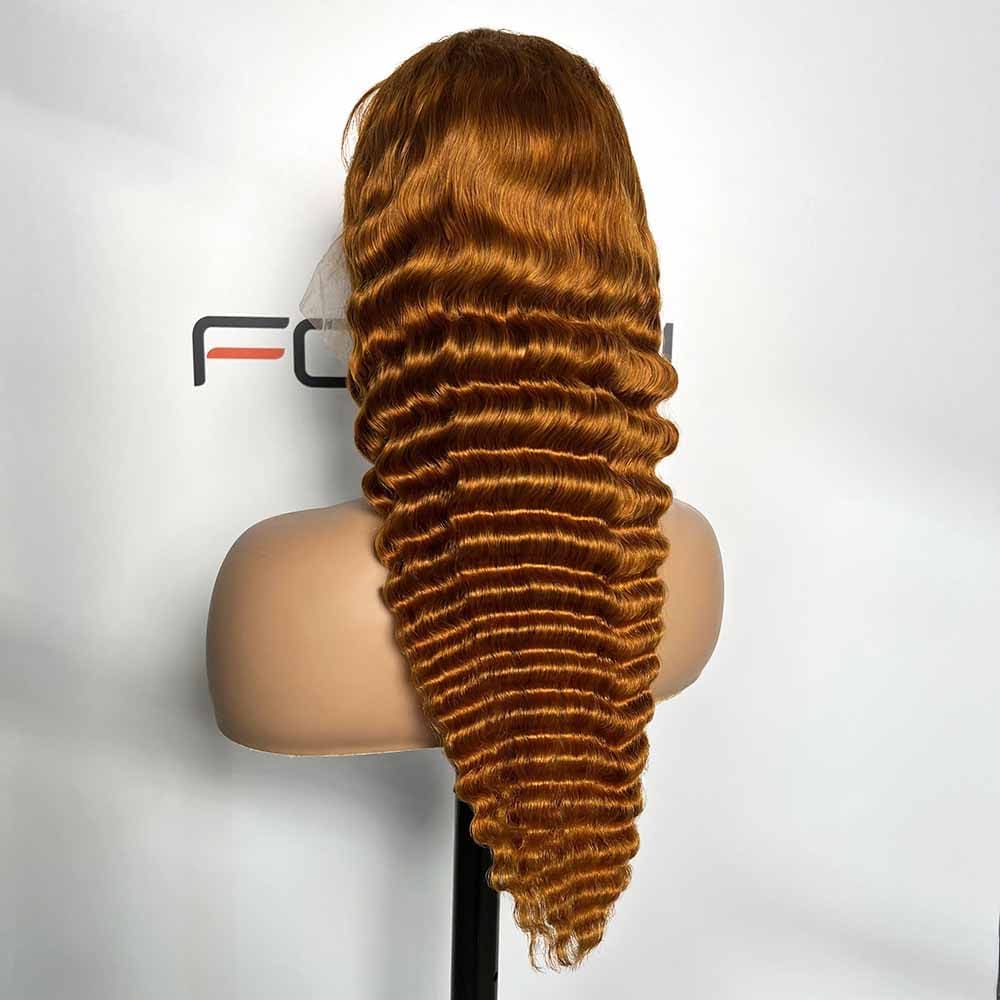 long deep wave ginger human hair wig private label