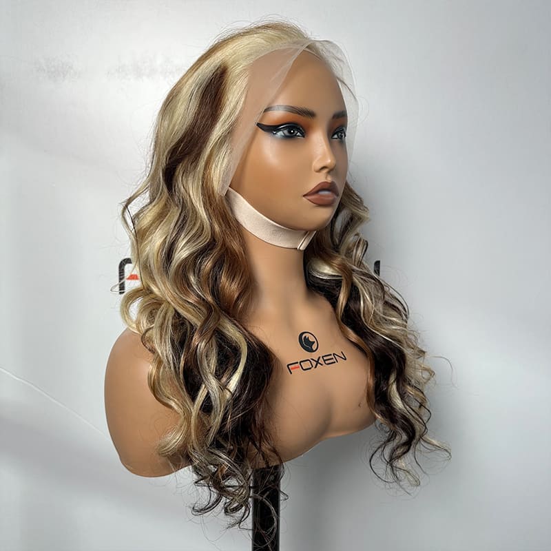 glueless 13x4 lace wig highlight natural wave 22 inch ready to ship