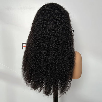 high quality 4x4 lace natural black multi curly human hair wig 26 inch 180% density wholesale