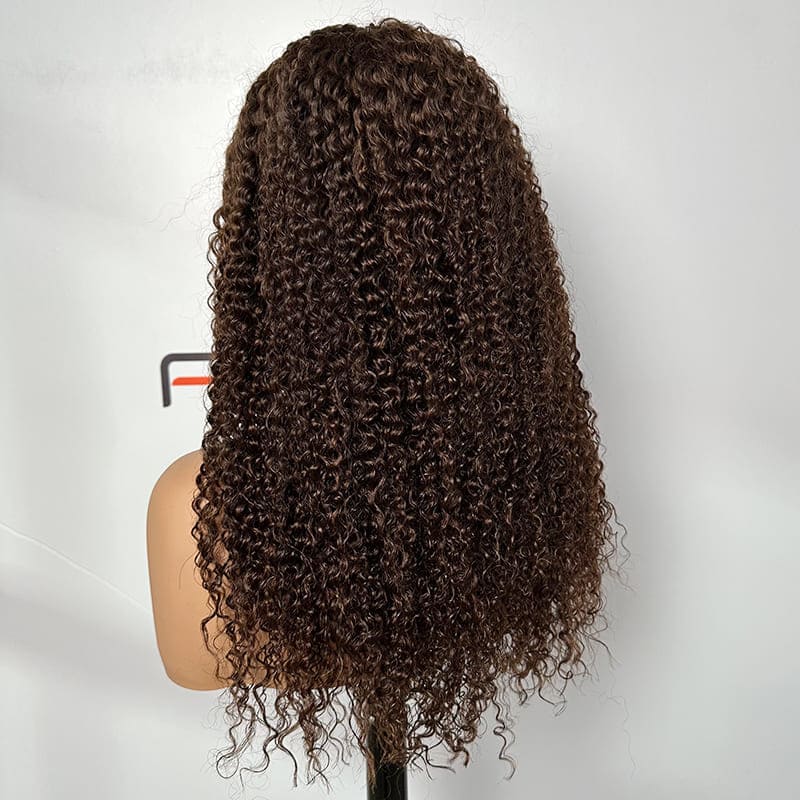 direct factory wholesale 5x7 HD lace 4# brown kinky curly wig