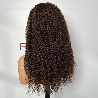 direct factory wholesale 5x7 HD lace 4# brown kinky curly wig