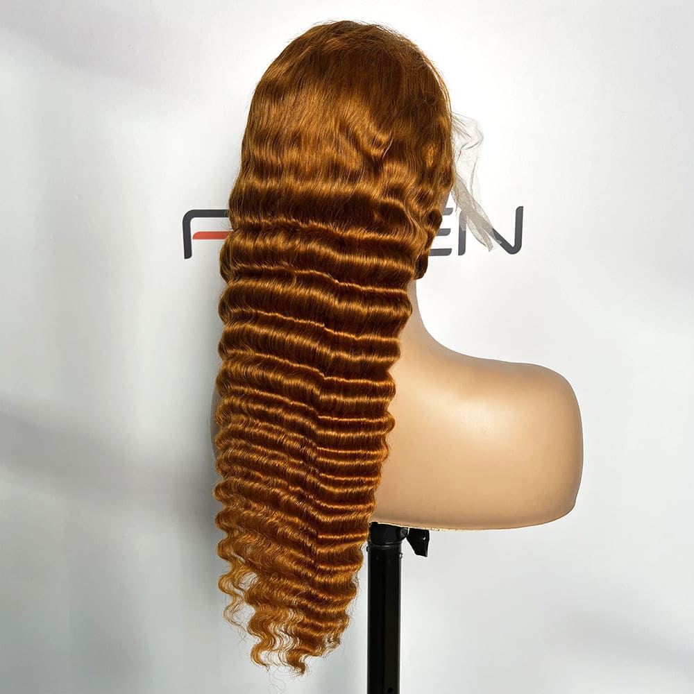 high density 350 ginger deep wave lace wig bulk supply
