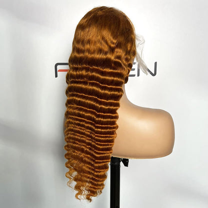 high density 350 ginger deep wave lace wig bulk supply