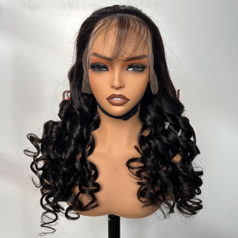 B2B wholesale natural color Spiral Curl lace front wigs