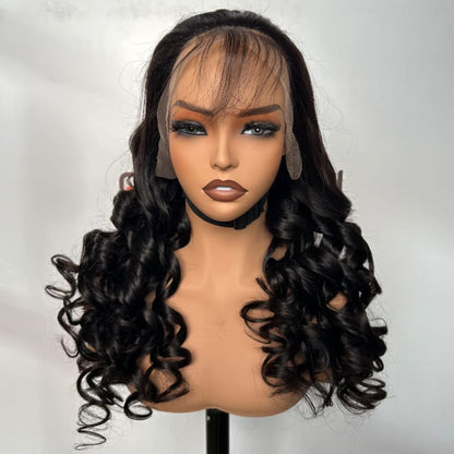 B2B wholesale natural color Spiral Curl lace front wigs