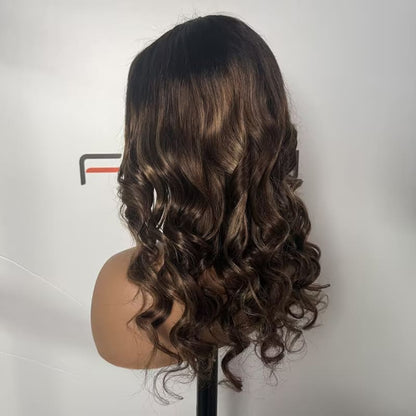 2x6 lace closure wig custom highlight body wave 200 density