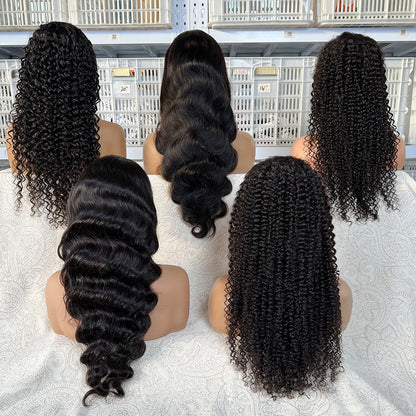 natural black assorted curl lace wigs bulk