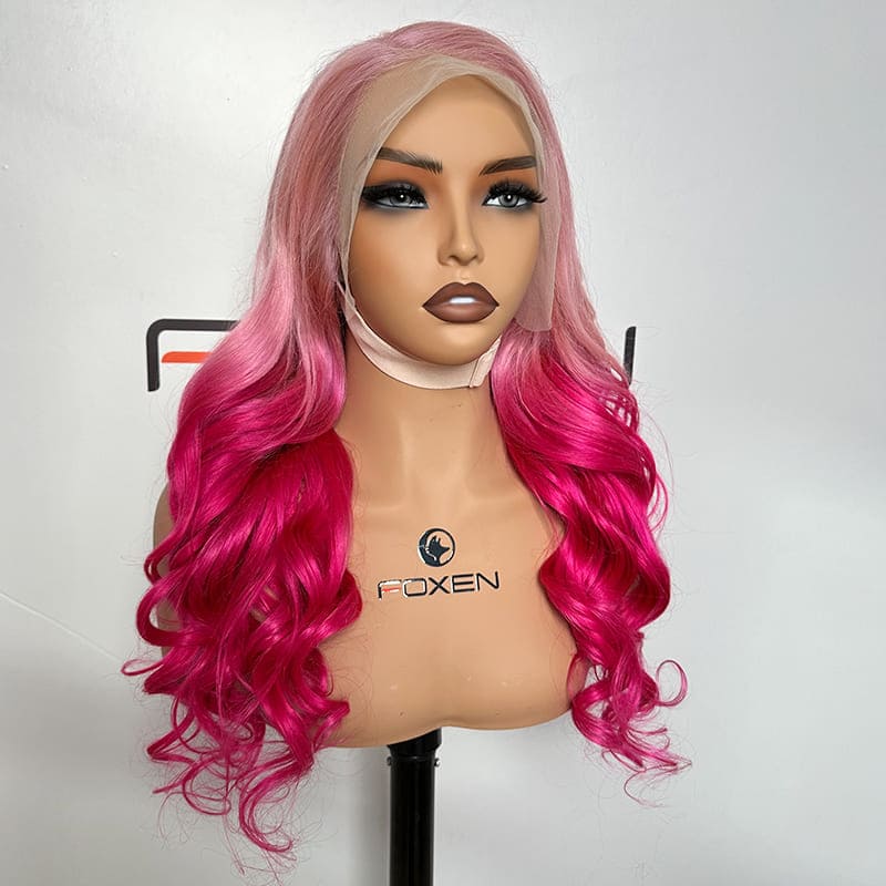 pink ombre wig with dark roots