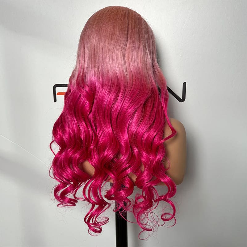 strawberry blonde pink ombre wig