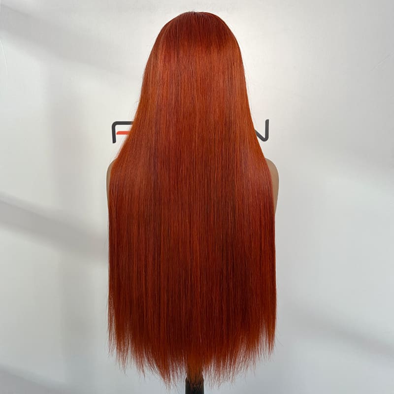 7x7 HD lace reddish brown straight human hair wigs