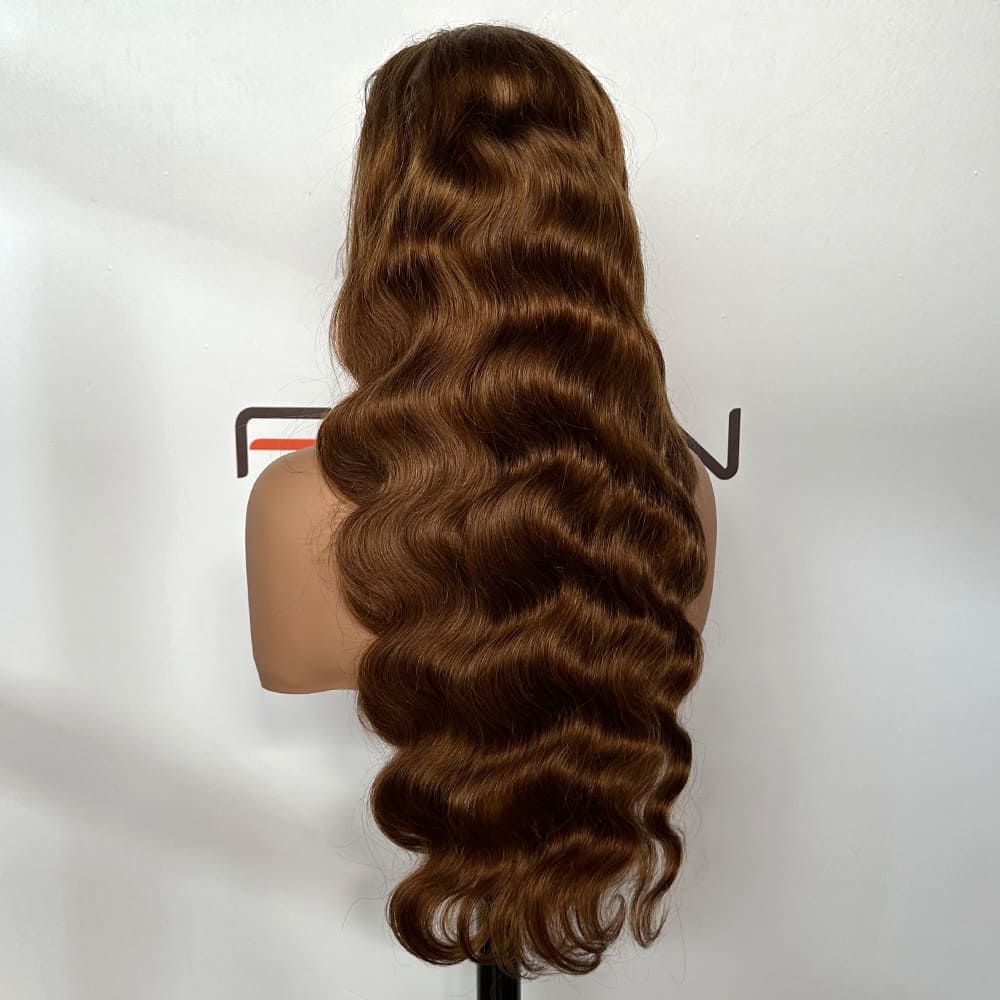 100% real human hair 26 inch brown body wave wig