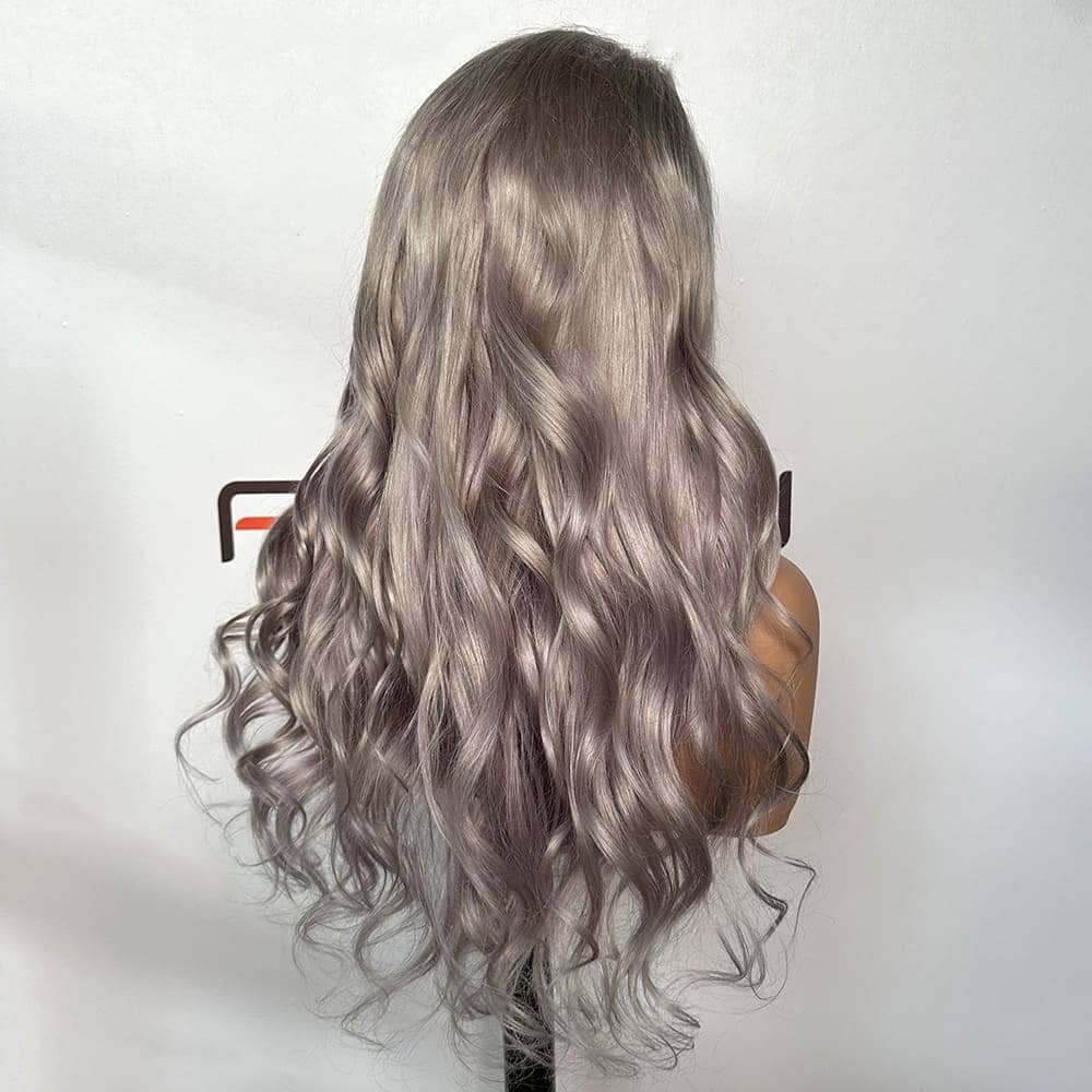 ODM 24 inch custom grey wave human hair wigs