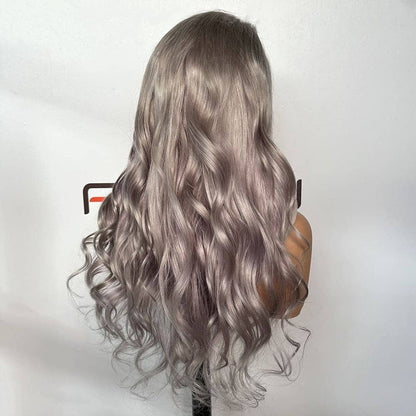 ODM 24 inch custom grey wave human hair wigs