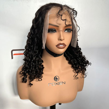 B2B natural black Pixie Curly human hair wig