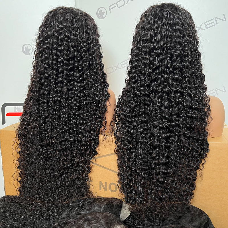 everyday wear water wave black lace front wigs
