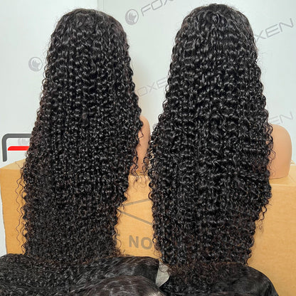 everyday wear water wave black lace front wigs