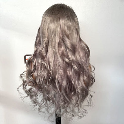13x5 transparent lace grey wave wig supplier